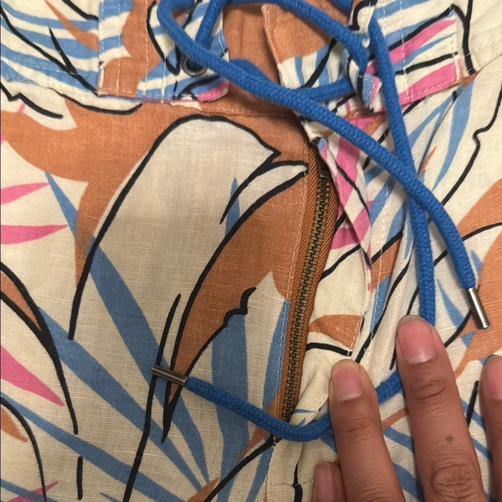 J. Crew Orange and Blue Linen Shorts Vibrant Pattern - Picture 5 of 6